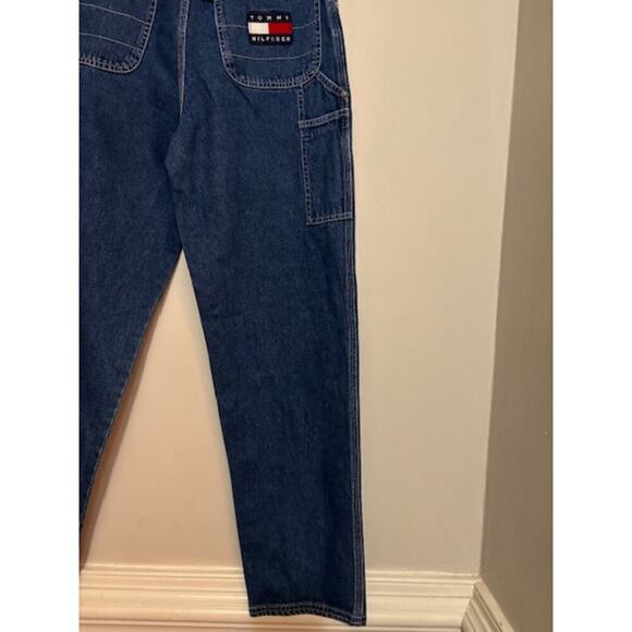 Vintage 90s Tommy Hilfiger Carpenter Jeans Wide Leg Utility Y2K Spell Out Med - Picture 7 of 8